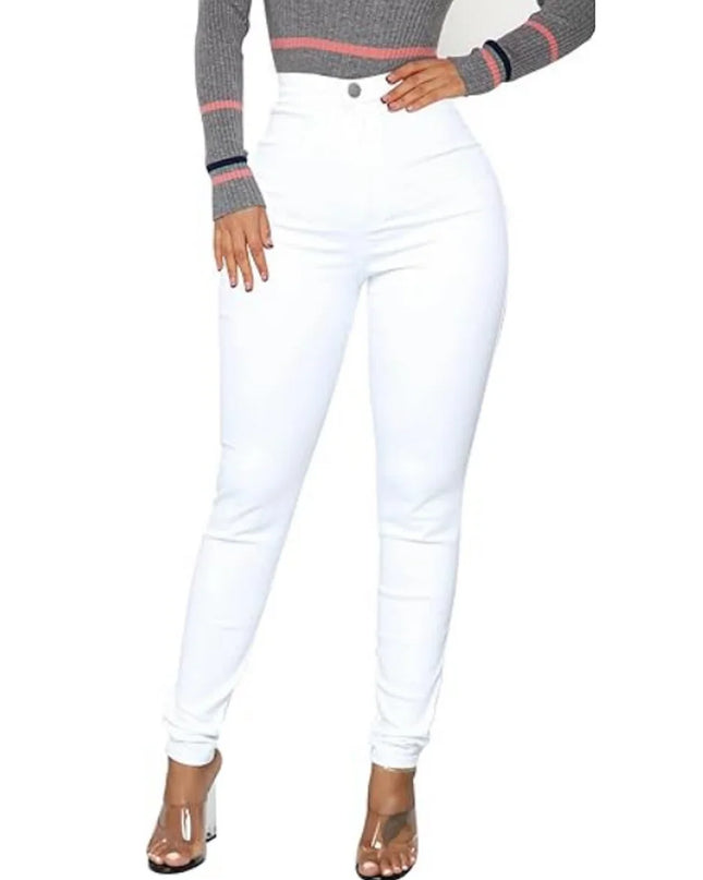 Women's High Waist Stretch Skinny Jeans - Slim Fit Denim Pants for Women
