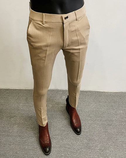 Men's Slim Fit Elastic Formal Dress Pants - Comfortable & Stylish Business Trousers