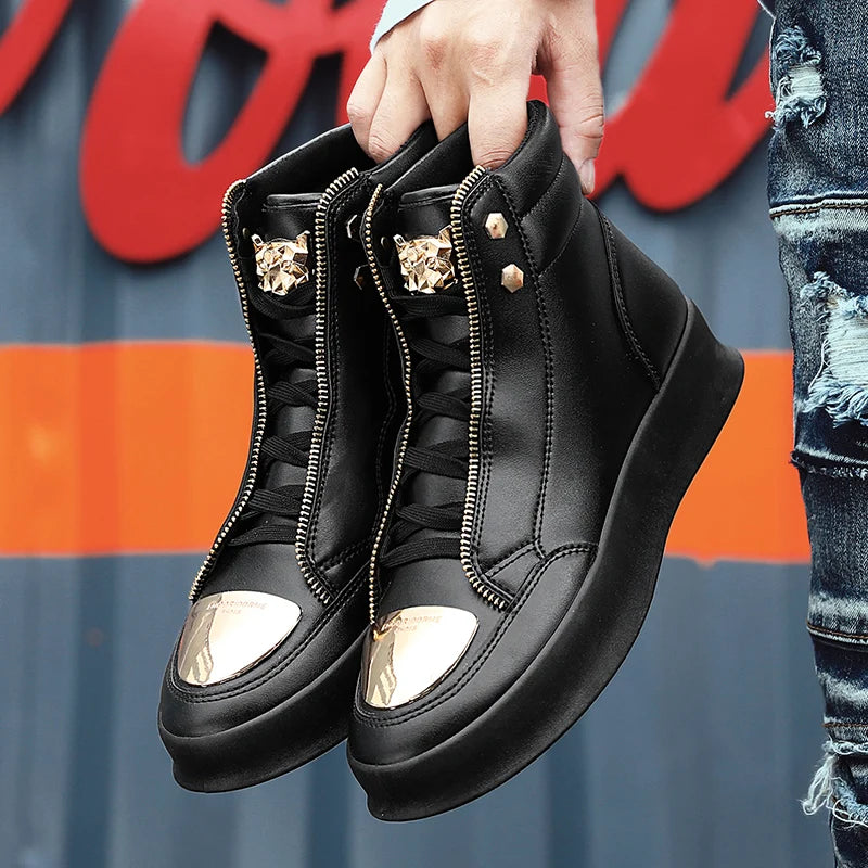 Men's Zippered High Top Sneakers - Various Colors