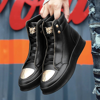 Men's Zippered High Top Sneakers - Various Colors