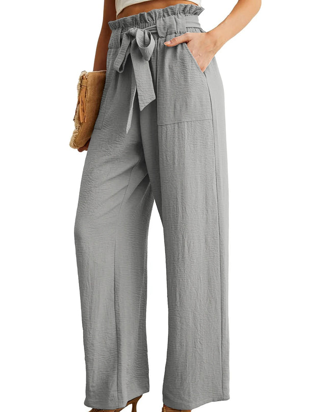 Women's Wide Leg Loose Fit Drawstring Casual Pants