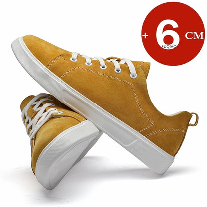 Men's Faux Suede Casual Elevator Sneakers with 6cm Hidden Heel