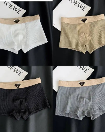 4-Pack Men’s Knitted Plaid Boxer Briefs – Comfortable, Stylish Men’s Underwear