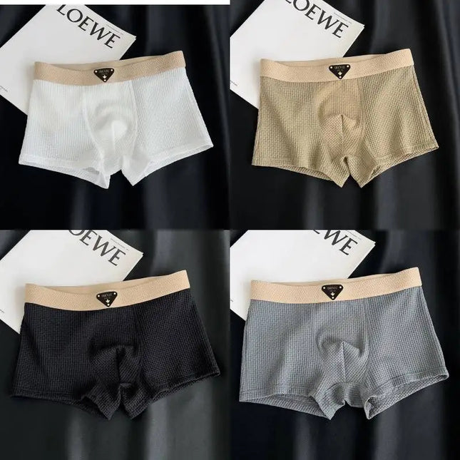 4-Pack Men’s Knitted Plaid Boxer Briefs – Comfortable, Stylish Men’s Underwear