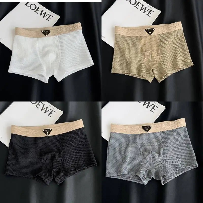 4-Pack Men’s Knitted Plaid Boxer Briefs – Comfortable, Stylish Men’s Underwear
