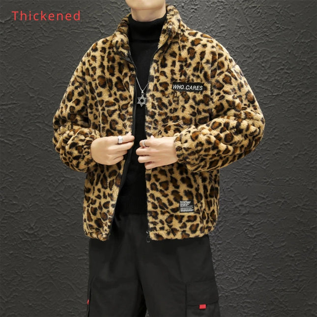 Men's Leopard Print Hooded Zipper Jacket
