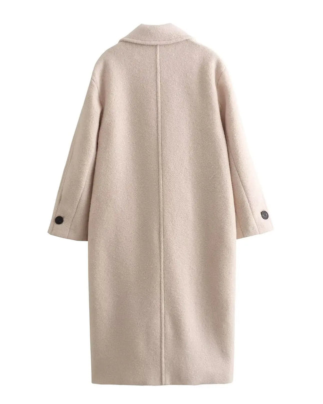 Women's Long Warm Coat with Button Closure, Thick Insulation & Turn-Down Collar