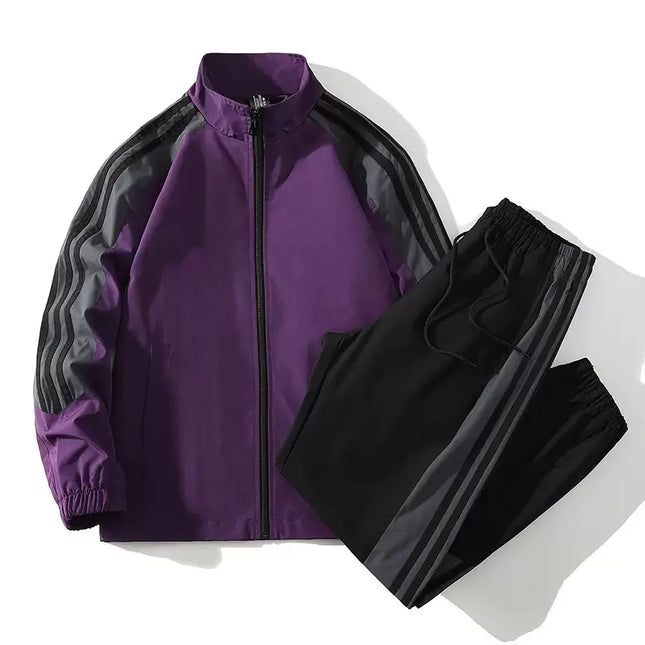Men's Casual 2-Piece Zipper Jacket and Jogger Pants Set - Loose Fit Sportswear for Men