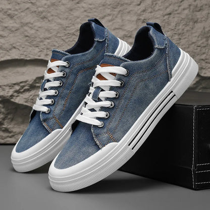 Men's Vulcanized Canvas Lace-Up Sneakers – Stylish & Durable Casual Shoes