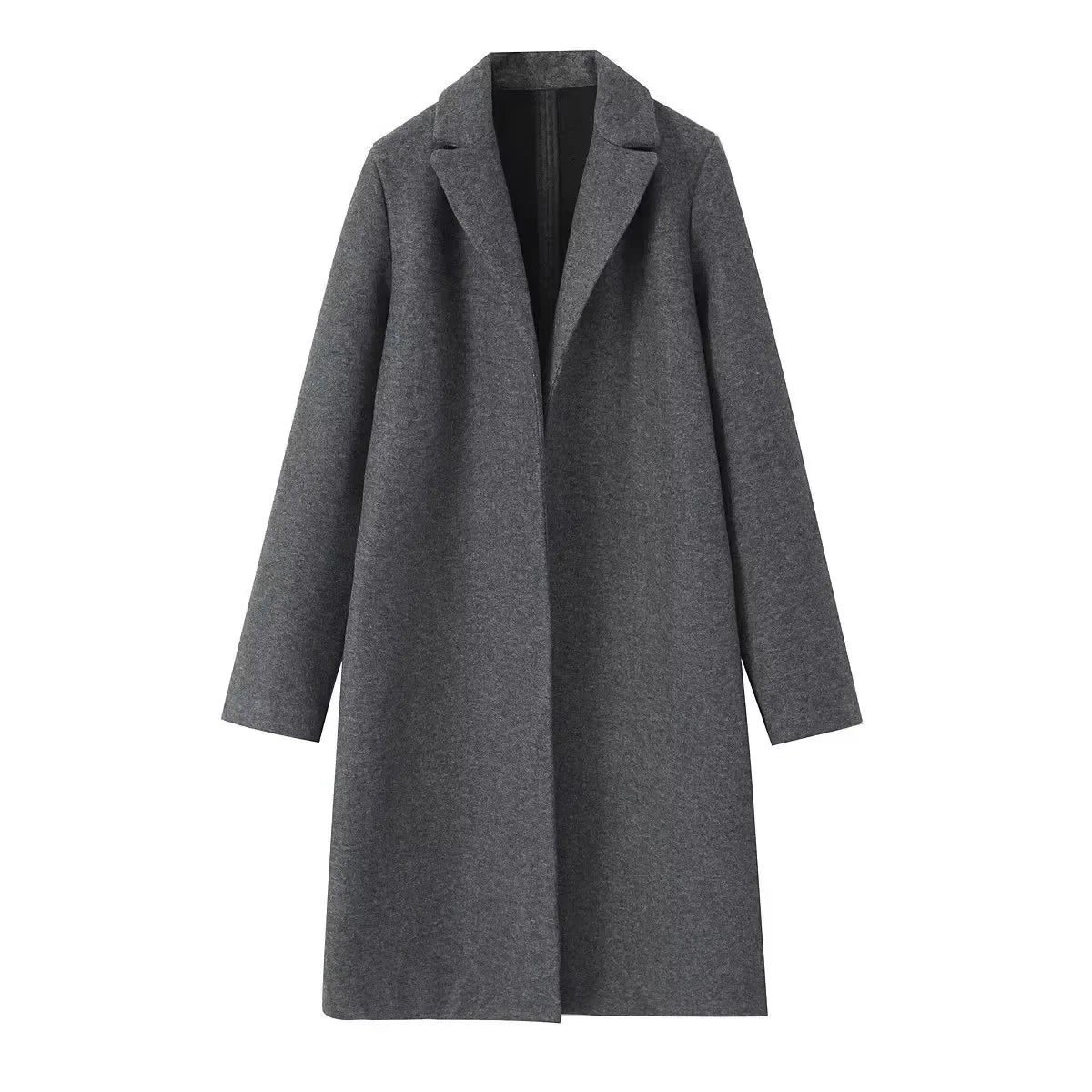 Women's Woolen Coat - Open Stitch Long Trench Coat for Women