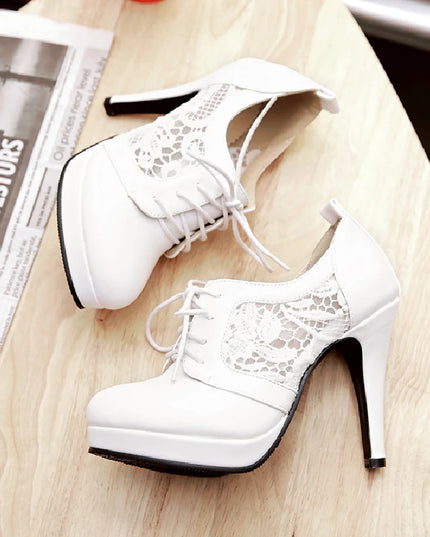 Women’s Lace-Up Pointed Toe Platform Wedge Heels