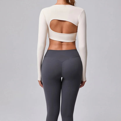 Women's Cut-Out Sport Top, Cropped, Asymmetric Square Neck