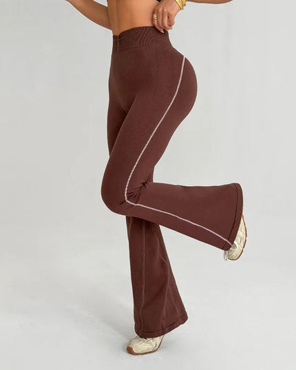 Women's High-Waist Flared Sports Pants with Elastic Sweatpants