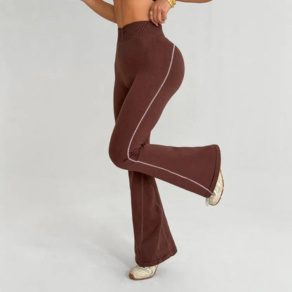 Women's High-Waist Flared Sports Pants with Elastic Sweatpants
