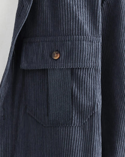 Men’s 2-Piece Corduroy Set with Lapel Shirt and Drawstring Pants