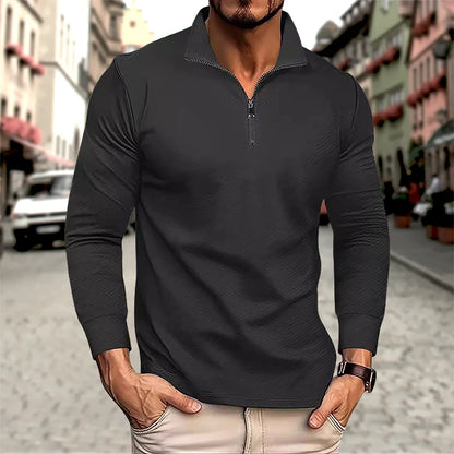 Men's Long Sleeve Zipper Polo Sweater