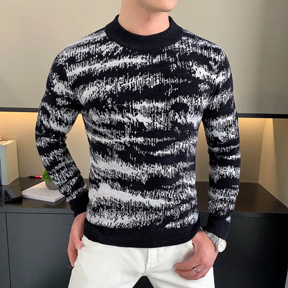 Men's Long Sleeve Velvet Knit Sweater