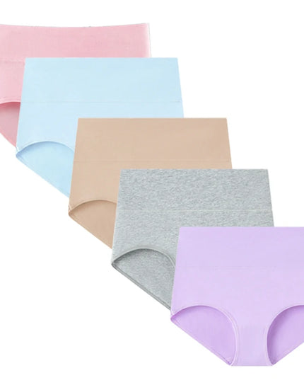 Set of 5 Women's High Waist Cotton Breathable Panties