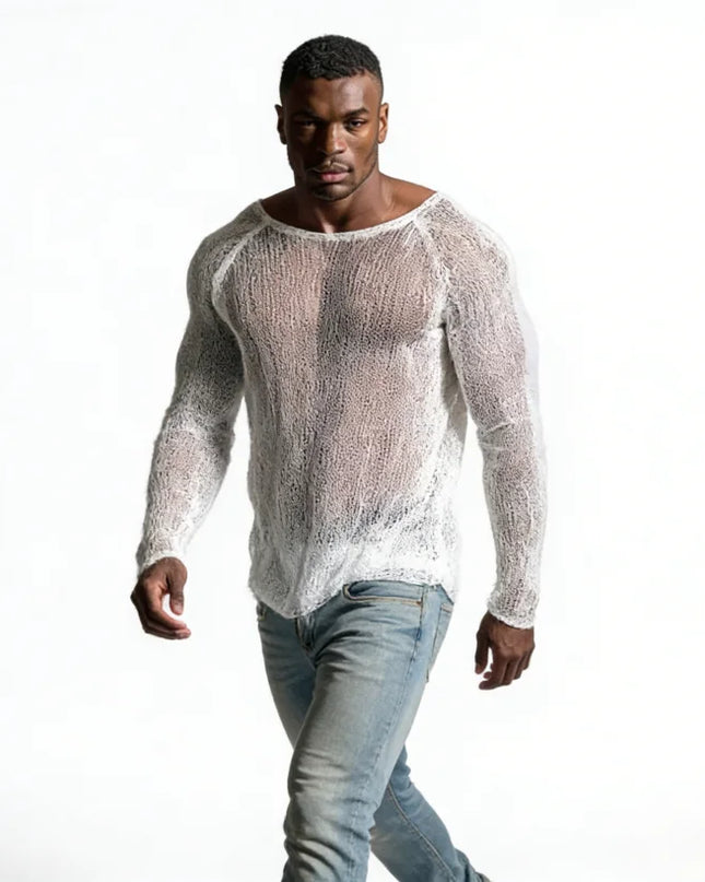 Men's Breathable Transparent Long Sleeve Sweater