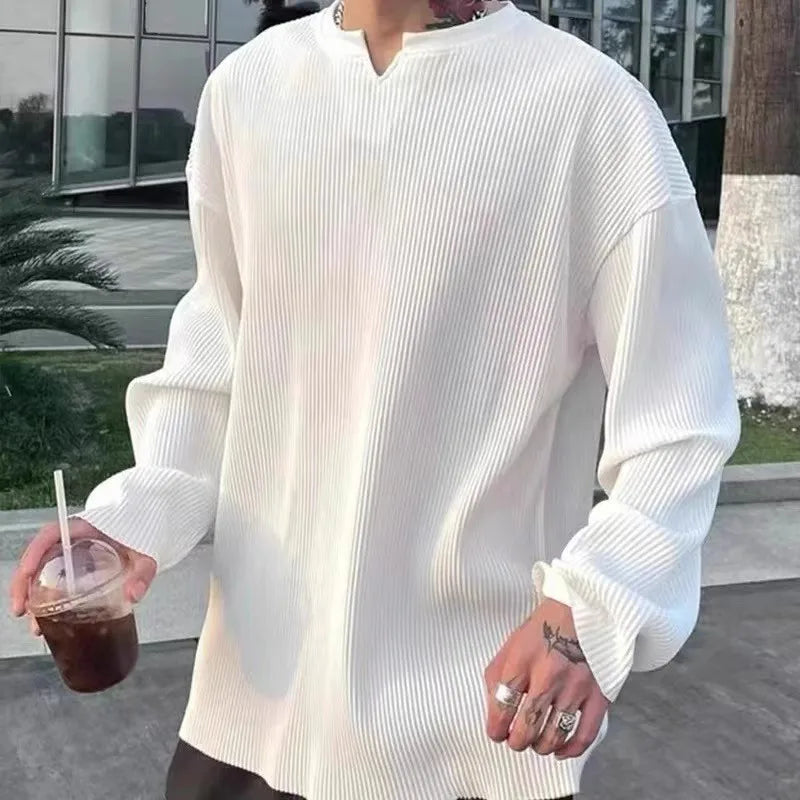 Loose Long-Sleeved Ribbed Drape Men's Sweater