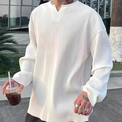 Loose Long-Sleeved Ribbed Drape Men's Sweater