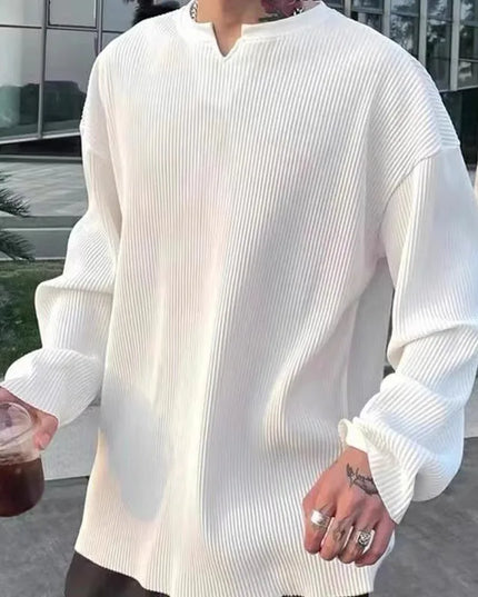 Loose Long-Sleeved Ribbed Drape Men's Sweater