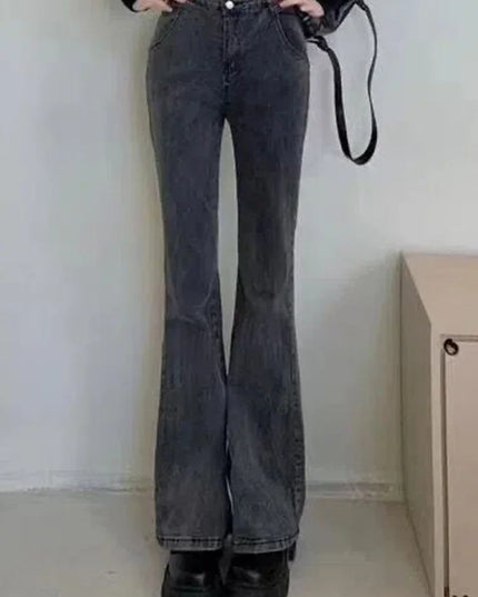 Women’s High-Waist Flare Jeans with Elastic Boot Cut – Vintage Style