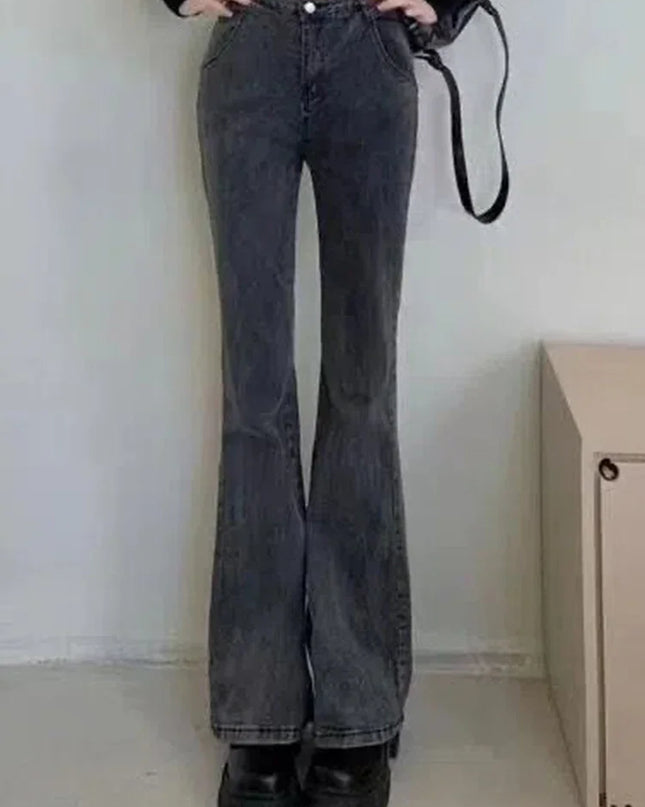 Women’s High-Waist Flare Jeans with Elastic Boot Cut – Vintage Style