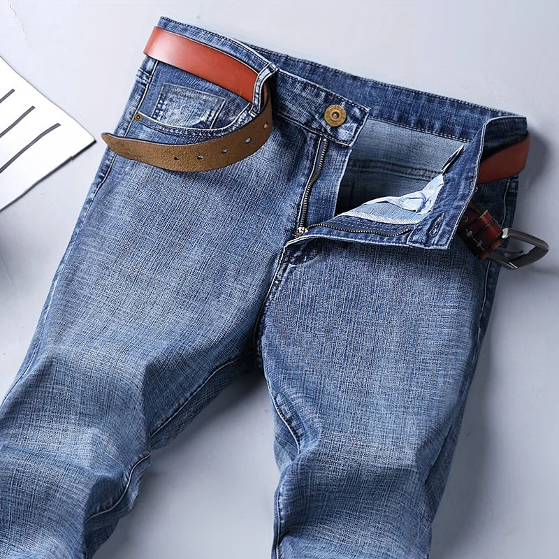 Men's Casual Straight Fit Stretch Denim Jeans - Classic & Comfortable Slim Fit Denim for Men