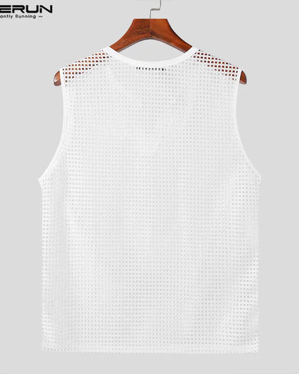 Men's Mesh V-Neck Transparent Tank Top