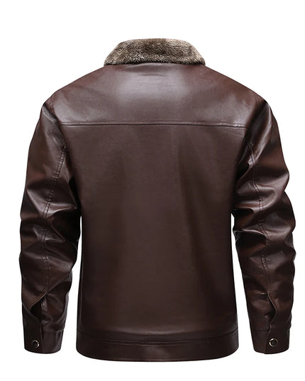 Men's Faux Leather Jacket with Winter Fleece Lining