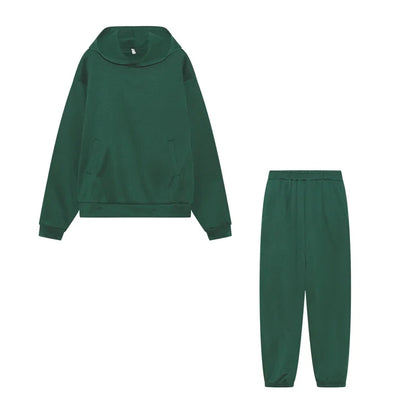 Women's Thickened Long-Sleeve Hoodie and Drawstring Pants Set