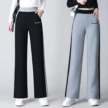 High Waist Elastic Waist Straight Leg Sweatpants for Women