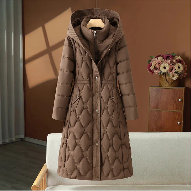 Women's Down Cotton-Padded Hooded Parka Jacket with Detachable Sleeves