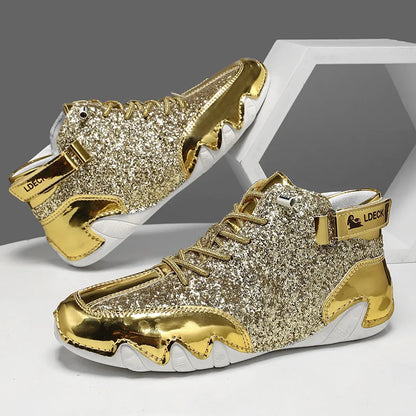 Men's Glossy High-Top Sneakers – Stylish & Durable Men's Shoes
