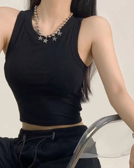 Women’s Casual Backless Sports Tank Top with Built-In Bra Pad