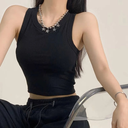Women’s Casual Backless Sports Tank Top with Built-In Bra Pad