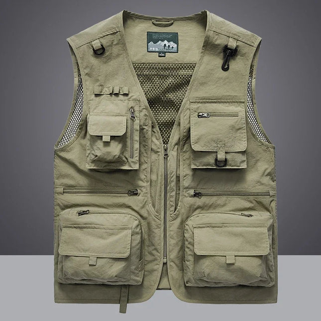 Men's Tactical Vest Jacket -  Mesh Waistcoat with Tool Pockets- Sleeveless Design