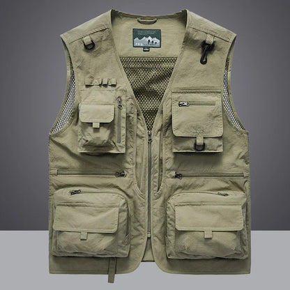 Men's Tactical Vest Jacket -  Mesh Waistcoat with Tool Pockets- Sleeveless Design