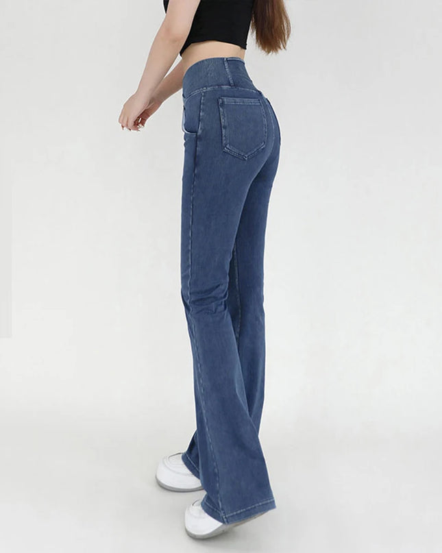 Casual Women's Bell Bottom Jeans with High Waist and Flare