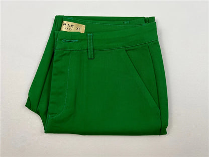 Women's High Waist Slim Slimming Skinny Pencil Pants - Elastic Ankle-Length Trousers