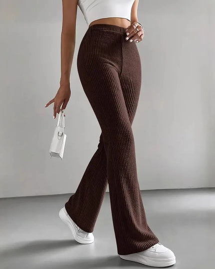 Women's Casual Ribbed Knit Slim Flared Pants