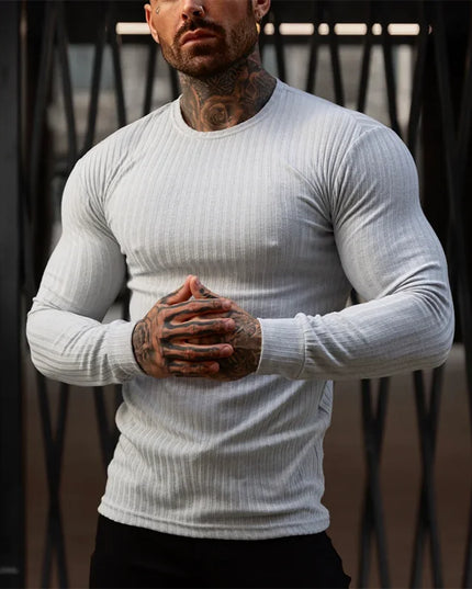 Slim Fit Men's Ribbed Knit Casual Sweater