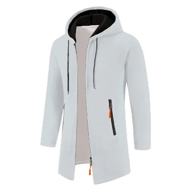 Men's Thick Warm Fleece Zipper Hoodie Casual Long Sleeve Coat