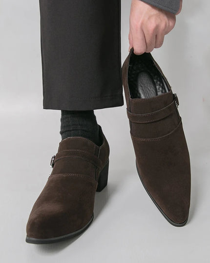 Men's Faux Suede Pointed Toe Height-Enhancing Shoes