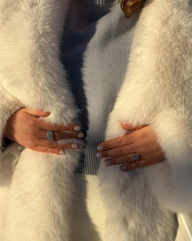 Women's Faux Fur Coat – Luxury Elegant Loose Fit Coat