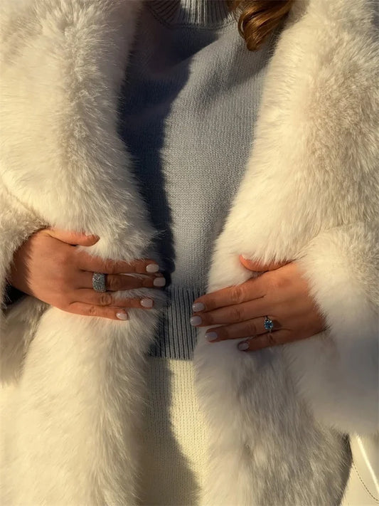 Women's Faux Fur Coat – Luxury Elegant Loose Fit Coat