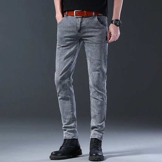 Men's Straight Fit Jeans - Casual Denim Pants with Mid-Rise Waist