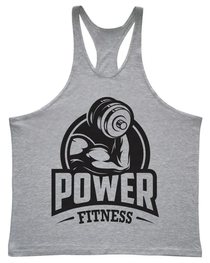 Men's Power Fitness Printed Cotton Stringer Tank Top