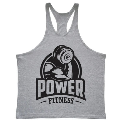Men's Power Fitness Printed Cotton Stringer Tank Top